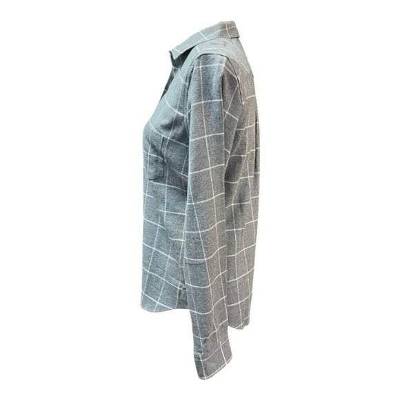 UNTUCKit Windowpane Plaid Flannel Shirt~Size 2~Gray White Soft Cotton Top L14 39 - Picture 6 of 9